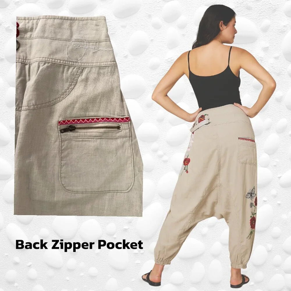 “Beige Butterfly & Bloom Boho Pants – Desigual Size S - 26" waist - Picture 3 of 13